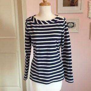 Classic Boden Breton top, navy/white stripe, sz 6